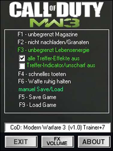 Call Of Duty Modern Warfare 3 Cheats Pc Trainer Download