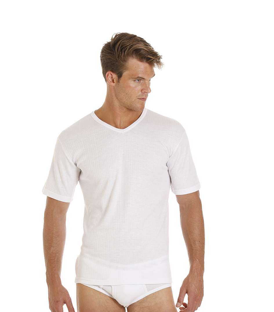 Haigman 2 Pack Of Mens Thermal Underwear Short Sleeve V Neck T-Shirt ...